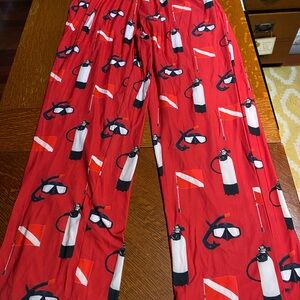Red Scuba Print Pajama Pants